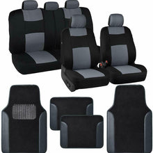 13pc Set Car Seat Covers Protection Set Black / Gray Two Tone Carpet Mats