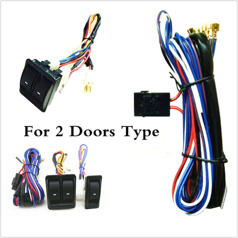 Universal Auto Car Power Door Window Glass Lift Switch With Harness Cable Sets