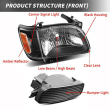 for 2001-2004 Toyota Tacoma Headlights + Bumper Lights Headlamps Black Housing