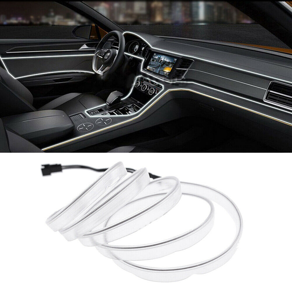 6.6ft White Cold LED Car Indoor Door Atmosphere Wire Moulding Strip Light Lamp