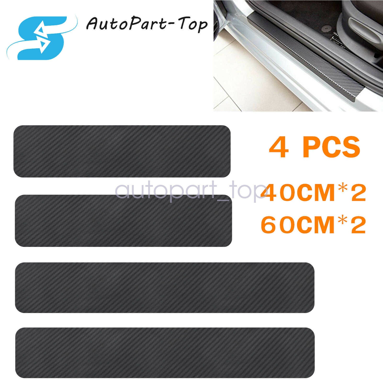 Accessories Carbon Fiber Car Door Plate Sill Scuff Cover Anti Scratch Sticker X4