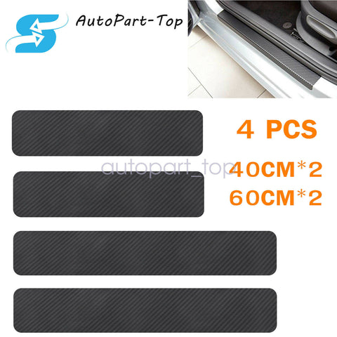 Accessories Carbon Fiber Car Door Plate Sill Scuff Cover Anti Scratch Sticker X4