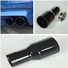 Universal Car Stainless Exhaust Tip Round Glossy Black 2.5" Inelt 3.5" Outlet