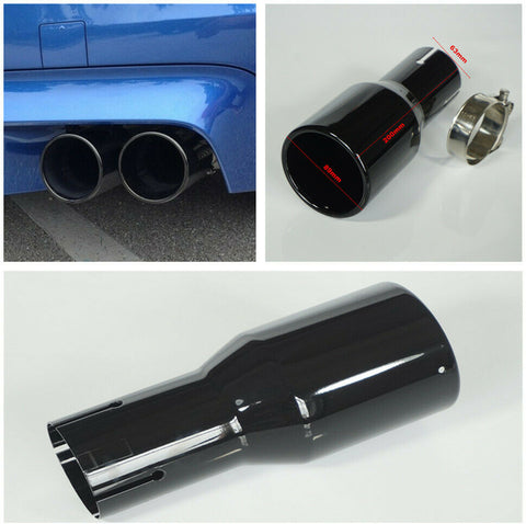 Universal Car Stainless Exhaust Tip Round Glossy Black 2.5