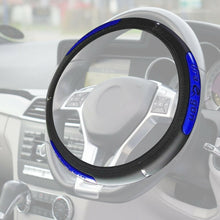 Black Blue PU Leather Car Steering Wheel Cover Anti-slip Protector For 37cm-38cm
