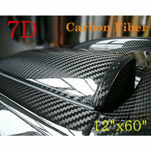 Car Stickers Carbon Fiber 7D Ultra Shiny Gloss Vinyl Wrap Decal Black 12"x 60"
