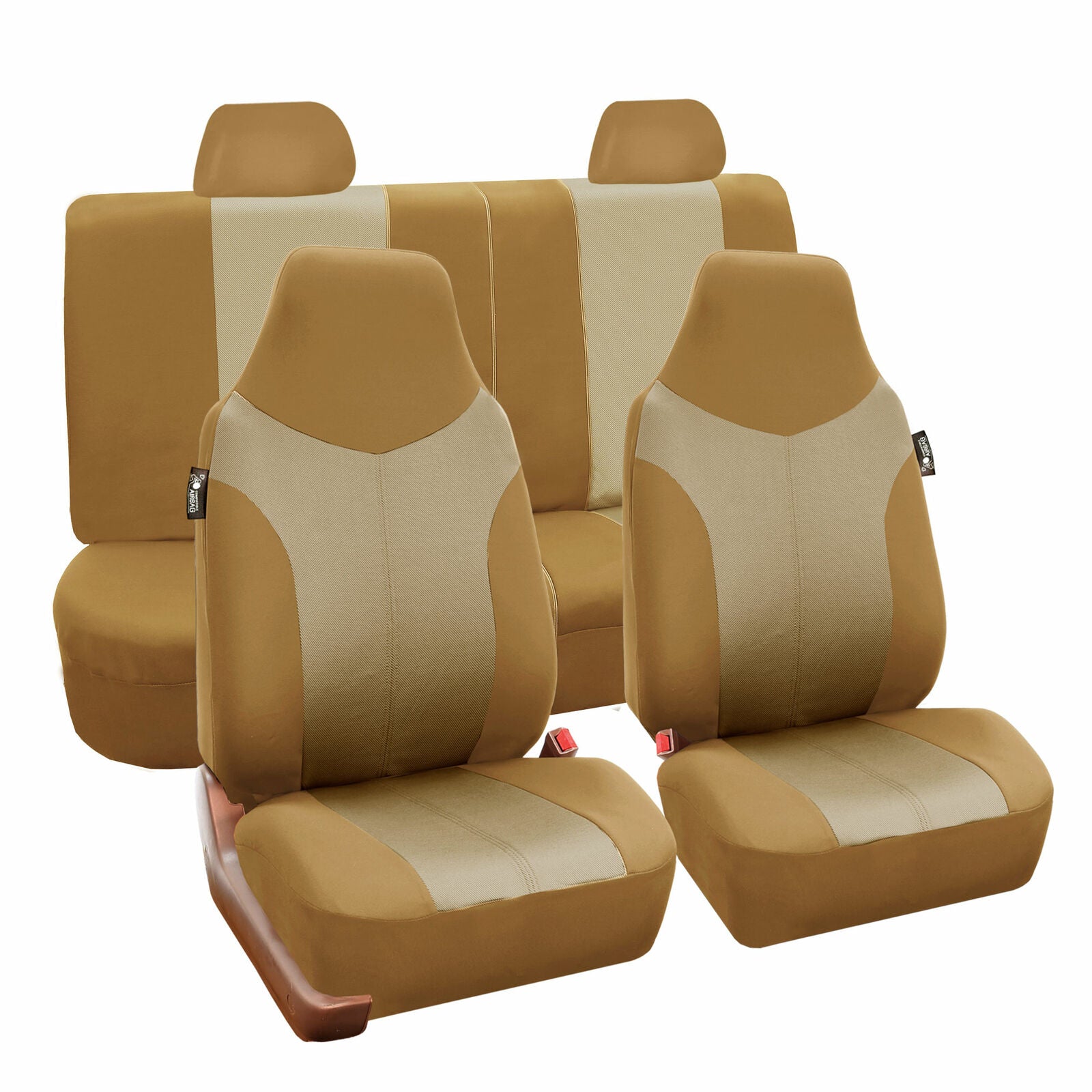 Universal Highback Seat Covers Full Set For Auto SUV Car 2 Tone Beige