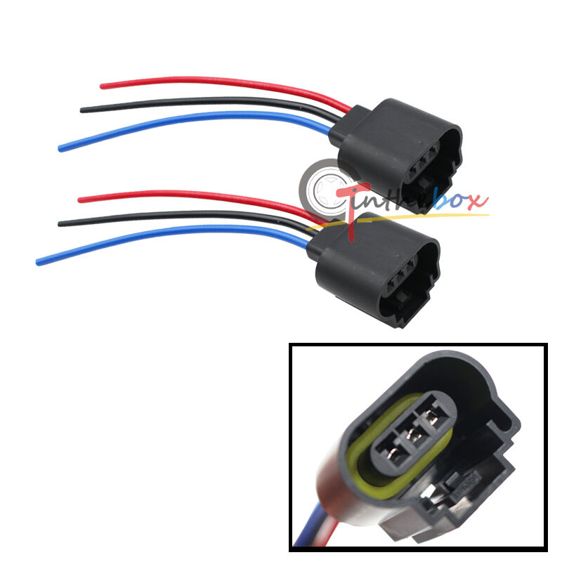 H13 9008 3-Wire Socket Female Adapter Wiring Harness Pigtail Plug for Headlight