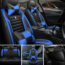 Universal 5-Seats Car SUV Seat Cover PU Leather Cushion Front Rear W/Pillows Set