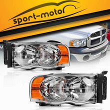 Pair Front Headlight Assembly Kit for 2002-2005 Dodge Ram 1500 2500 3500 Pickup