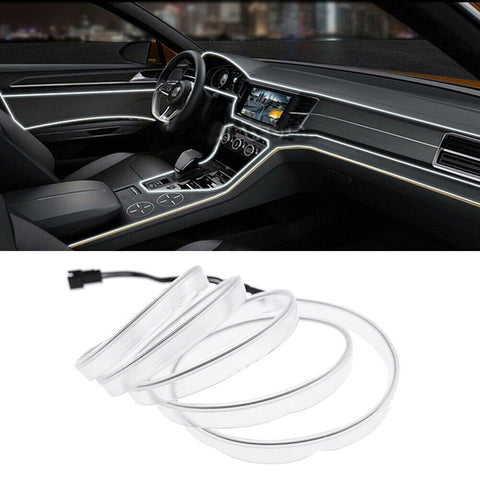 6.6ft White Cold LED Car Indoor Door Atmosphere Wire Moulding Strip Light Lamp