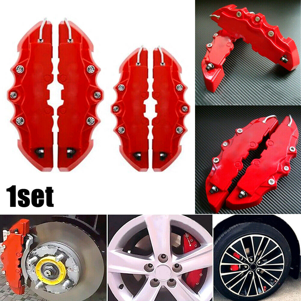 4Pcs 3D Style Car Universal Disc Brake Caliper Covers Front & Rear Accessory Kit