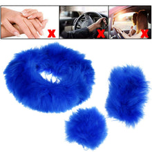 3pcs/set 36-38cm Fur Car Steering Wheel Cover Mature Gem Wool Furry Fluffy Thick