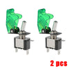 2x Green Cover LED Toggle Switch Racing SPST ON/OFF ATV 20A 12V For Car Truck