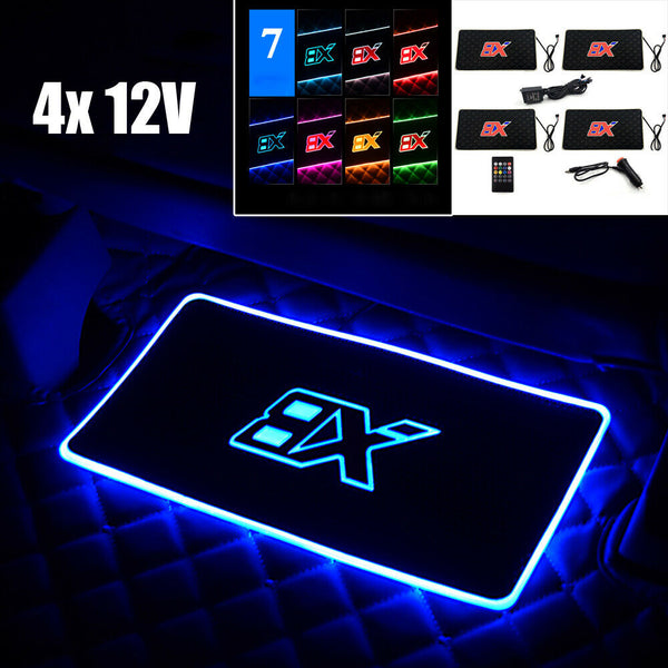 4PCS 12V LED Car SUV Interior Floor Mats Light Pad Lamp Decoration 7 Colors Kit
