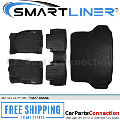 SMARTLINER Floor Mats Cargo Liner For Nissan Rogue 14-20 Black A0151/B0151/D0151