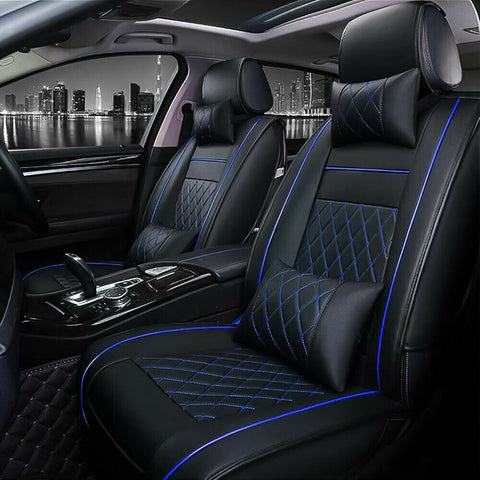 PU Leather Car SUV Seat Cover Pillows Protector Breathable Cushion Set Universal