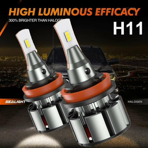 SEALIGHT Bright LED Headlight High Beam H9 H11 Bulbs 80W 8000LM White Headlamps