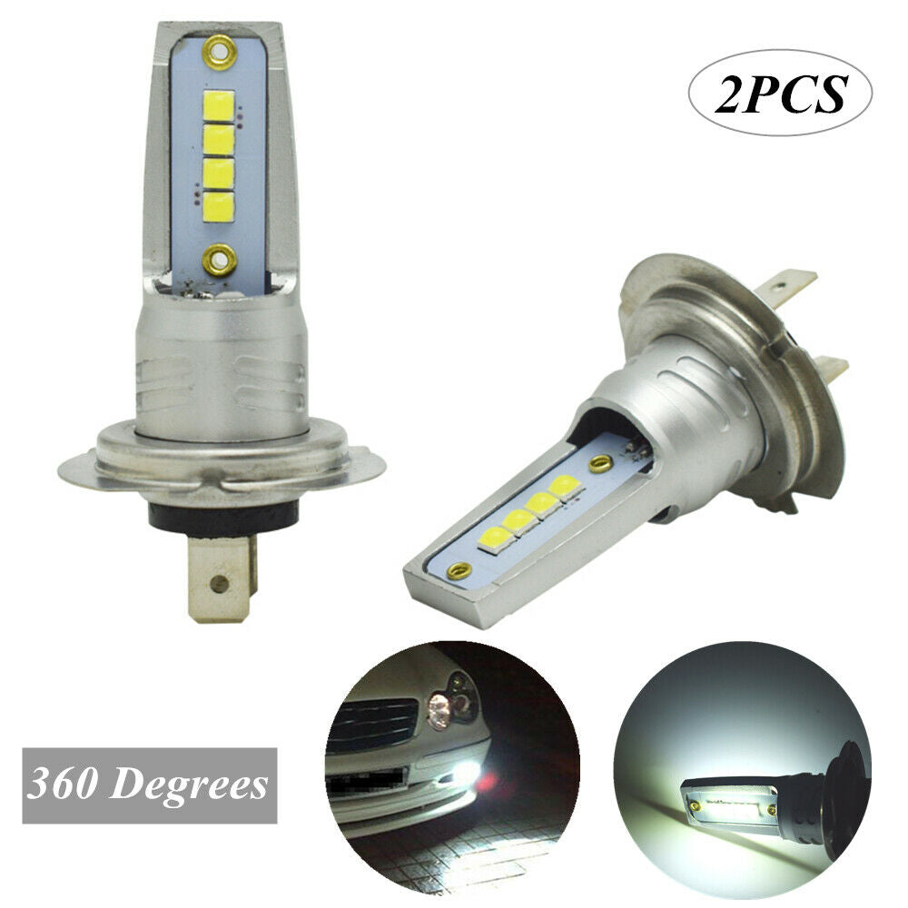 2Pcs Car Headlight Fog Light Lamp 6000K 55W Waterproof White H7 LED Bulb Canbus