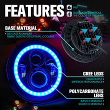 For 2007-2018 Jeep Wrangler JK Halo 7'' LED Headlights RGB Lights Fog Turn Combo