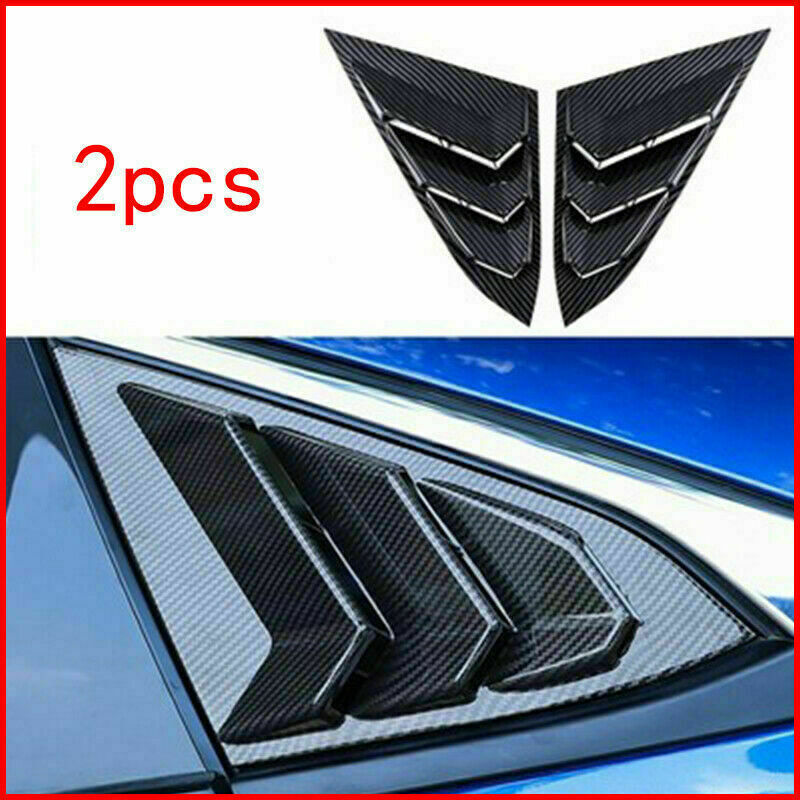 US Carbon Fiber Rear Side Window Quarter Louver Cover Vent For Honda Civic 16-20