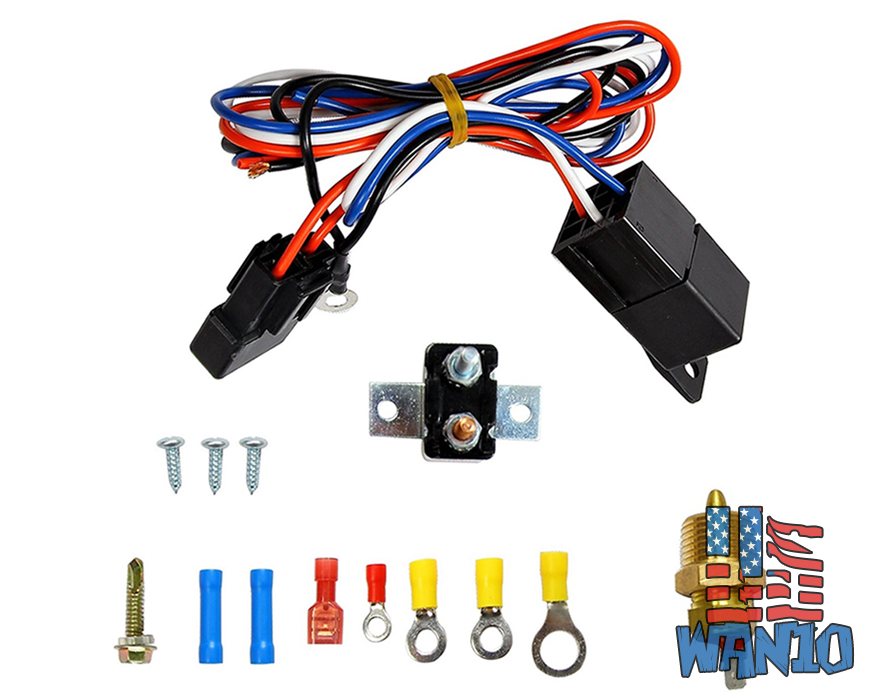 Electric Radiator Engine Fan Thermostat Temperature Switch Relay Kit 3/8