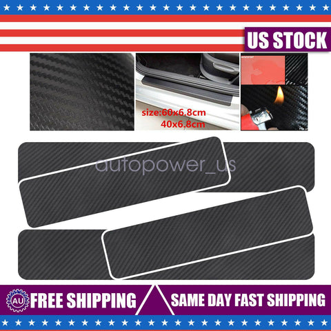 4* Accessories Carbon Fiber Car Door Plate Sill Scuff Cover Sticker Anti Scratch