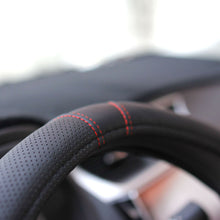 Car Steering Wheel Cover PU Leather Black Red All Weather Cover for 38CM/15" US