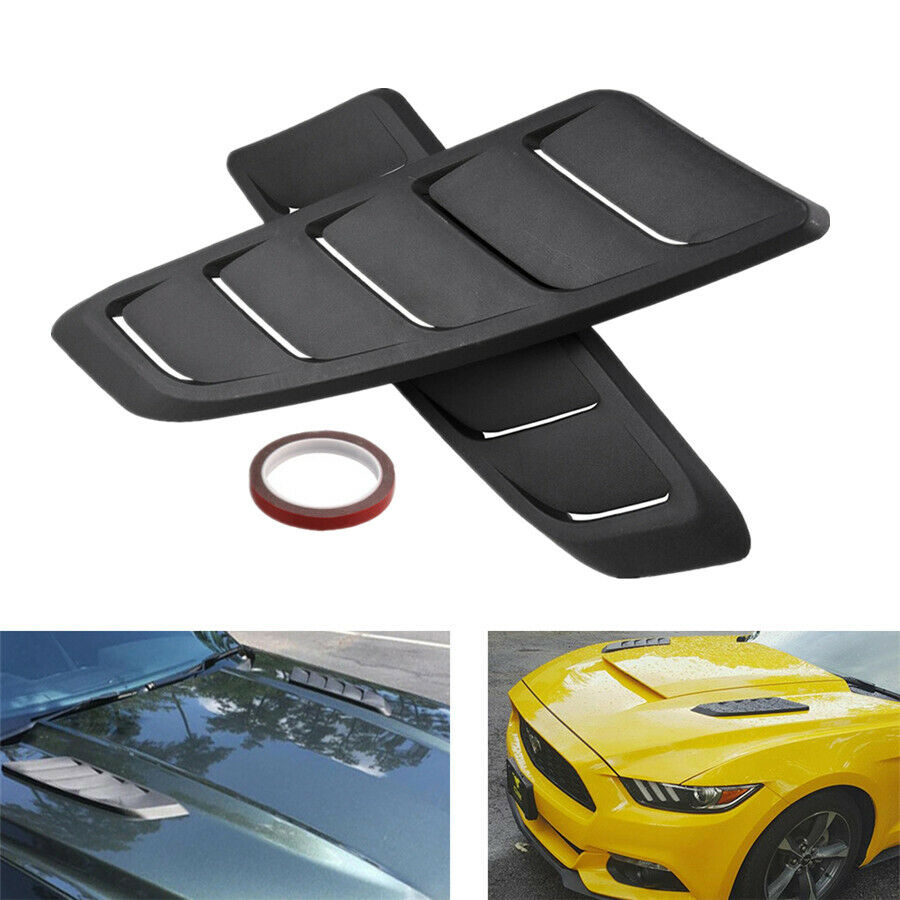 2x Universal Black ABS Car Hood Air Intake Scoop Decor Bonnet Decoration Sticker