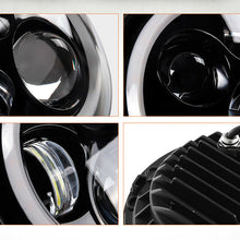 Pair 7" Inch Round LED Headlights Halo Angle Eyes For Jeep Wrangler JK LJ TJ CJ