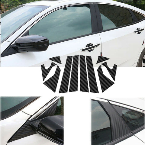 For Honda Civic 10th 16-20 3D Carbon Fiber Pillar Posts Window Cover Door Trim