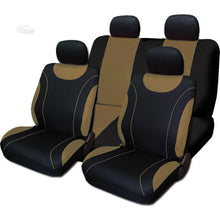 For Toyota New Flat Cloth Black and Tan Car Seat Covers Floor Mats Set