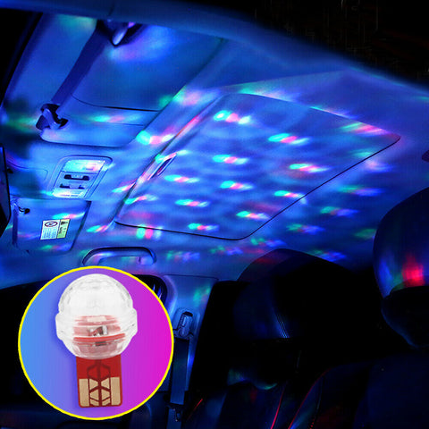 USB Car Interior Atmosphere Neon Light LED Colorful Projector Lamp Accessories