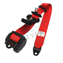 Car Retractable 3-Point Red Iron Plate Style Seatbelt Safety Seat Lap Belt Set*1