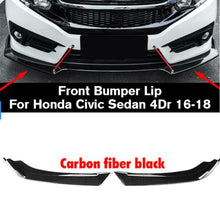 2x Carbon Fiber Style Car Front Bumper Lip Spolier For Honda Civic 4Dr 2016-2020