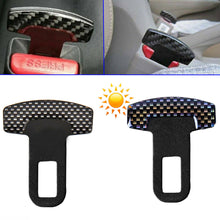 2× Carbon Fiber Car Safety Seat Belt Buckle Alarm Stopper Plug Clips Accessories