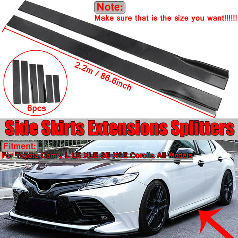 For Toyota Camry L LE XLE SE XSE Corolla 86.6'' Side Skirts Extensions Splitters
