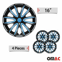 16" Inch Hubcaps Wheel Rim Cover Glossy Black Blue 4pcs Set For Nissan Rogue