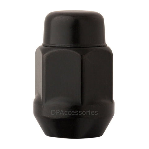 100 Black 12x1.25 Closed End Bulge Acorn Lug Nuts - Cone Seat - 13/16