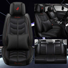 Fashion Auto Seats Cover PU Leather Beige&Black Front Rear Head Rest Cushion Set