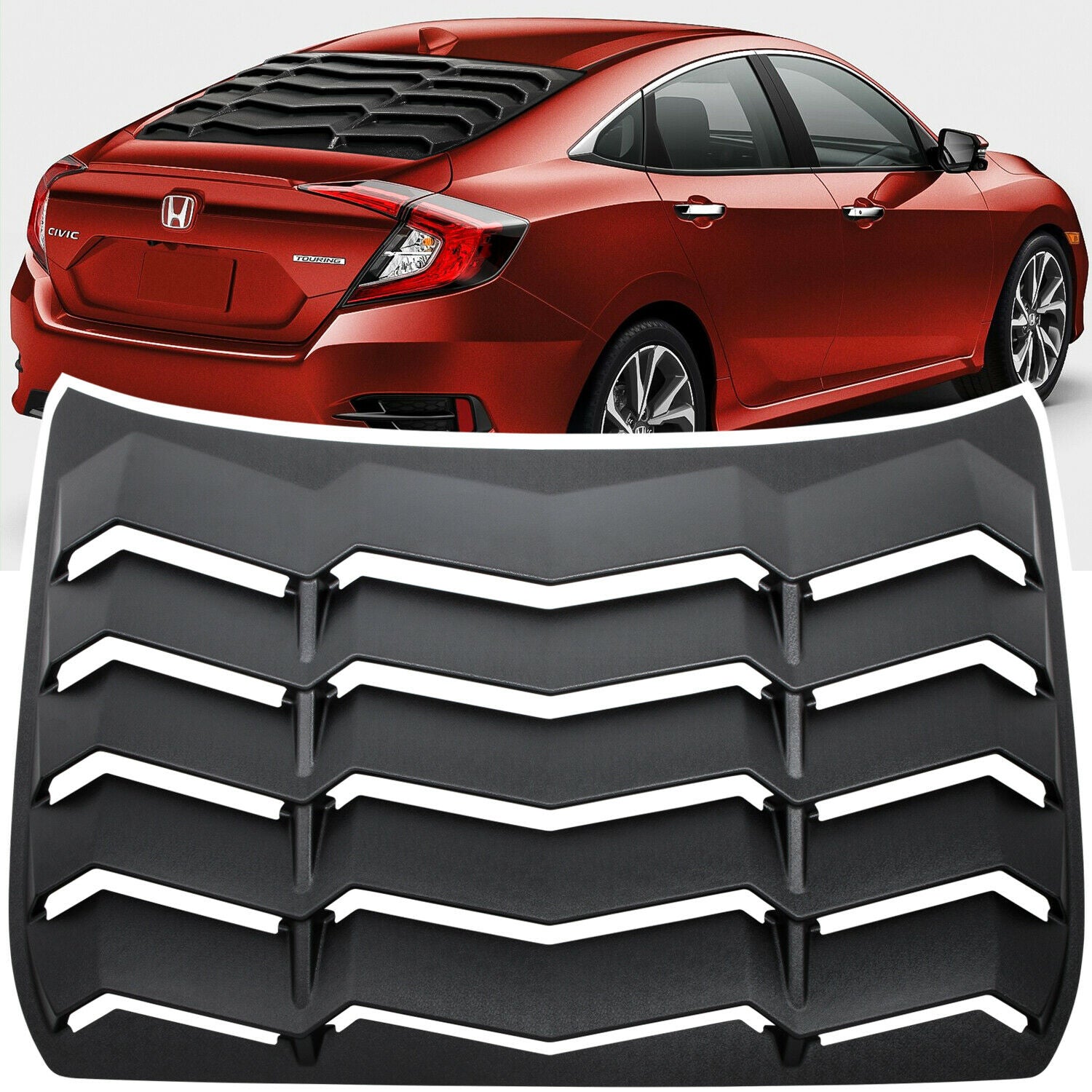 For Honda Civic 2016-2020 Rear Window Louver Cover Sun Shade Vent Lambo GT Style