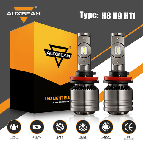 AUXBEAM F-T1 H8 H11 H9 70W 8000LM Canbus LED Headlight Temperature Control 6500K