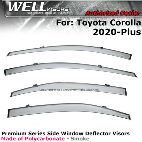 Wellvisors Deflectors Premium Series Visors For Toyota Corolla 20+ Smoke Tint