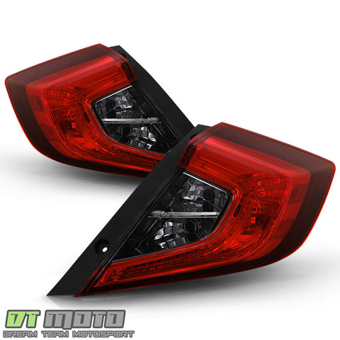 For 2016-2020 Honda Civic Sedan Red Smoked Tail Lights Lamps Outer Left+ Right