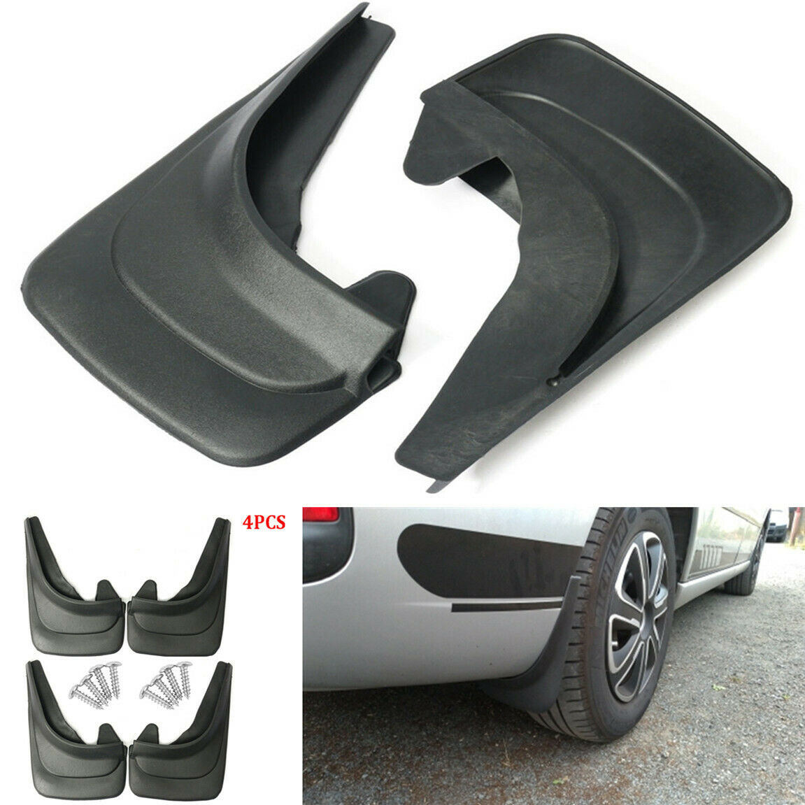 4Pcs Car Modified Fender Mud Flaps Splash Guards Protector 12.6”x8.4