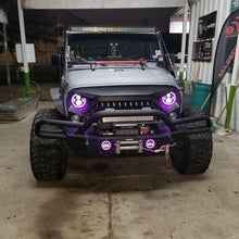 7" RGB LED Halo Headlights + Fog Light Combo Kit For Jeep Wrangler JK 2007-2017