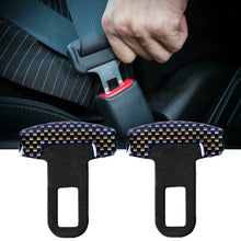 2× Carbon Fiber Car Safety Seat Belt Buckle Alarm Stopper Plug Clips Accessories