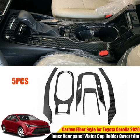 For 2019 2020 Toyota Corolla Carbon Inner Gear panel Water Cup Holder Cover trim