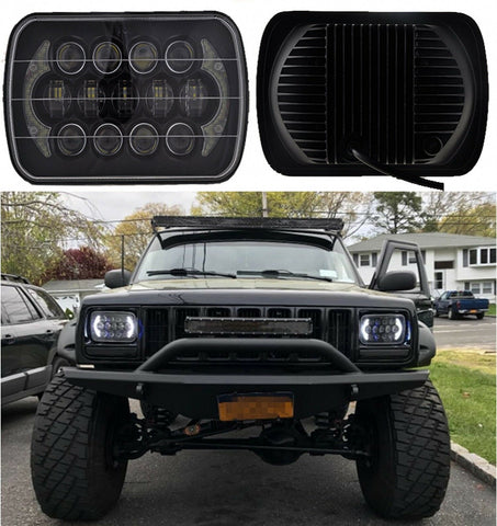 85W CREE 7''x6'' LED Headlight Hi-Lo Beam Halo DRL Bulb For Jeep XJ H6014/H6054