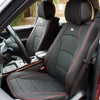 Black Red Leatherette Seat Cushion Bucket Covers w/ Gray Steering Cover For SUV